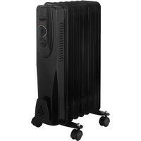 Jack Stonehouse Oil Filled Radiator 1500W/1.5KW 7 Fin Portable Electric Heater – 3 Power Settings, Adjustable Thermostat, Overheat Protection Safety Cut Off – Black, 6
