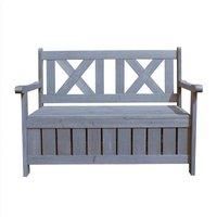 AIRWAVE Darcy Wooden 2 Seater Outdoor Garden Bench with Built In Storage Seat, Treated Fir Wood, Natural Grey Wood Effect