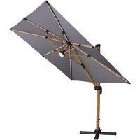 Jack Stonehouse Wooden Finish Roma Umbrella w/ LED Lights - Grey