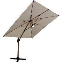Jack Stonehouse Wooden Finish Roma Umbrella w/ LED Lights - Beige