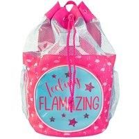 Flamingo Swim Bag Kids Girls Drawstring Backpack Sports Accessories Pink Blue