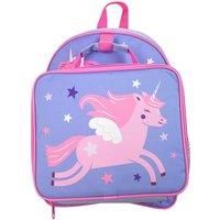 Harry Bear Kids Backpack and Lunchbag Set Purple Unicorn