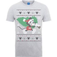 Disney Mickey Mouse Mickey Christmas Tree Men's Grey T-Shirt - XL