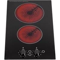 SIA CERH30BL 30cm 2 Burner Domino Ceramic Electric Hob In Black, Knob Control