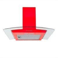 SIA CGH60RD 60cm Red Curved Glass Chimney Cooker Hood Kitchen Extractor Fan
