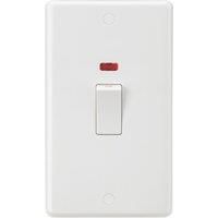 KnightsBridge Curved Edge 45A 2G DP Switch with Neon (White Rocker)