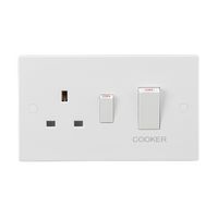 KnightsBridge 45A DP Cooker Switch and 13A Socket (White Rocker)