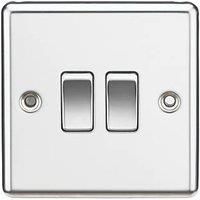 KnightsBridge 10AX 2G 2 Way Plate Switch - Rounded Edge Polished Chrome
