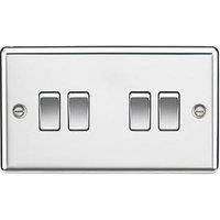 KnightsBridge 10AX 4G 2 Way Plate Switch - Rounded Edge Polished Chrome