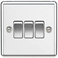 KnightsBridge 10AX 3G 2 Way Plate Switch - Rounded Edge Polished Chrome