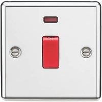 KnightsBridge 45A DP Switch with Neon (single size) - Rounded Edge Polished Chrome