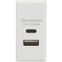 KnightsBridge Dual USB Charger (3.1A) Module 25 x 50mm - White