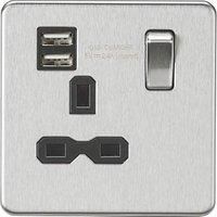 Knightsbridge Screwless 13A 1G switched socket with dual USB charger (2.4A)