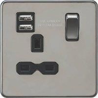 Knightsbridge Screwless 13A 1G switched socket with dual USB charger (2.4A)