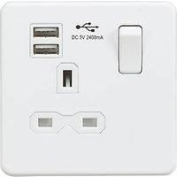 Knightsbridge Screwless 13A 1G switched socket with dual USB charger (2.4A)