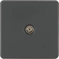 KNIGHTSBRIDGE ANTHRACITE SCREWLESS Switches & Sockets BLACK Insert + USB