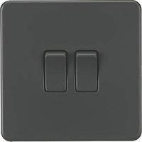 KNIGHTSBRIDGE ANTHRACITE SCREWLESS Switches & Sockets BLACK Insert + USB