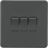KNIGHTSBRIDGE ANTHRACITE SCREWLESS Switches & Sockets BLACK Insert + USB