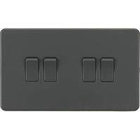 KNIGHTSBRIDGE ANTHRACITE SCREWLESS Switches & Sockets BLACK Insert + USB