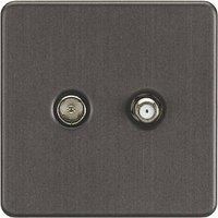 KNIGHTSBRIDGE SMOKED BRONZE SCREWLESS Switches & Sockets BLACK Insert + USB