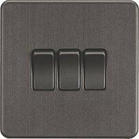 KNIGHTSBRIDGE SMOKED BRONZE SCREWLESS Switches & Sockets BLACK Insert + USB