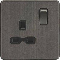 KnightsBridge Screwless 13A 1G DP switched socket - Smoked Bronze