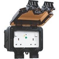 KnightsBridge IP66 13A 2G DP RCD Switched Socket - Type A (30mA)