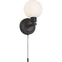 KnightsBridge 230V IP44 G9 Single Wall light with Round Frosted Glass - Matt Black