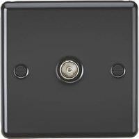 KNIGHTSBRIDGE ROUND EDGE MATT BLACK SWITCHES AND SOCKETS BLACK INSERT