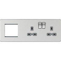 KNIGHTSBRIDGE BRUSHED CHROME SCREWLESS Switches & Sockets ALL Inserts + USB
