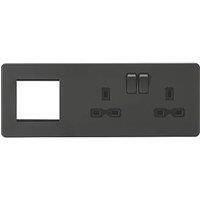 KNIGHTSBRIDGE ANTHRACITE SCREWLESS Switches & Sockets BLACK Insert + USB