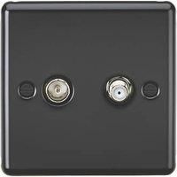 KNIGHTSBRIDGE ROUND EDGE MATT BLACK SWITCHES AND SOCKETS BLACK INSERT