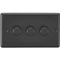 KNIGHTSBRIDGE ROUND EDGE MATT BLACK SWITCHES AND SOCKETS BLACK INSERT