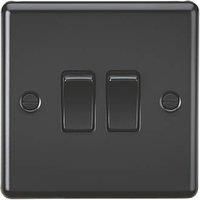 KNIGHTSBRIDGE ROUND EDGE MATT BLACK SWITCHES AND SOCKETS BLACK INSERT