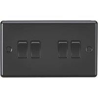 KNIGHTSBRIDGE ROUND EDGE MATT BLACK SWITCHES AND SOCKETS BLACK INSERT