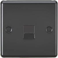 KNIGHTSBRIDGE ROUND EDGE MATT BLACK SWITCHES AND SOCKETS BLACK INSERT