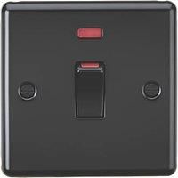 KNIGHTSBRIDGE ROUND EDGE MATT BLACK SWITCHES AND SOCKETS BLACK INSERT