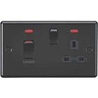 KNIGHTSBRIDGE ROUND EDGE MATT BLACK SWITCHES AND SOCKETS BLACK INSERT