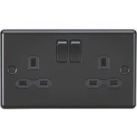 KNIGHTSBRIDGE ROUND EDGE MATT BLACK SWITCHES AND SOCKETS BLACK INSERT