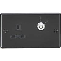 Knightsbridge 13A 1-Gang DP Switched Lockable Socket Matt Black with Black Inserts (681PX)