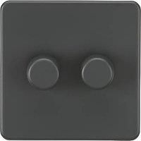 Knightsbridge 2-Gang 2-Way LED Intelligent Dimmer Switch Anthracite (392PY)