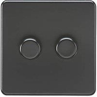 Knightsbridge 2-Gang 2-Way LED Intelligent Dimmer Switch Matt Black (452PY)