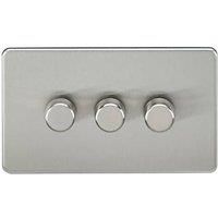 Knightsbridge 3-Gang 2-Way LED Intelligent Dimmer Switch Brushed Chrome (215PX)