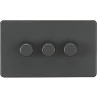 Knightsbridge 3-Gang 2-Way LED Intelligent Dimmer Switch Anthracite (117PX)