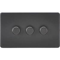 Knightsbridge 3-Gang 2-Way LED Intelligent Dimmer Switch Matt Black (581PX)