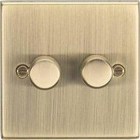 Knightsbridge 2-Gang 2-Way LED Intelligent Dimmer Switch Antique Brass (683PY)