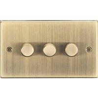 Knightsbridge 3-Gang 2-Way LED Intelligent Dimmer Switch Antique Brass (940PX)