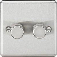 Knightsbridge 2-Gang 2-Way LED Intelligent Dimmer Switch Brushed Chrome (189PX)