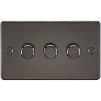 Knightsbridge 3-Gang 2-Way LED Intelligent Dimmer Switch Gunmetal (863PX)
