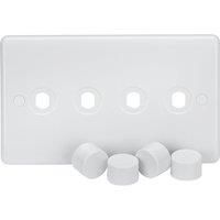 KnightsBridge 4G Curved Edge Dimmer Plate with Matching Dimmer Caps